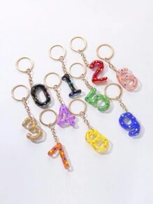 Cartoon Digit Design Acrylic Keychain Charm For Bag - Yellow - View 2