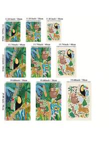 3入組抽象叢林動物藝術海報,無框印刷品適用於家居牆壁裝飾 - 彩色 - 查看 6