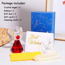 Crystal Guardian Angel Figurine, Glass Guardian Angel Statue Gifts For Women, Art Collectible Figurines Home Decor - Kırmızı - Görünüm 5