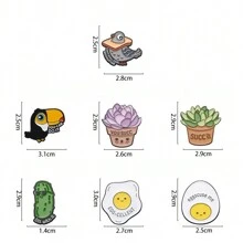 可爱卡通胸针仙人掌植物趣味小鸟蛋珐琅别针硬质翻领徽章，适用于衣服衬衫领子背包别针，街头饰品别针，可作衣服包包挂饰，适合学生、Kpop 教师用品、包包挂饰、可爱办公配饰、衬衫外套、万圣节秋冬配饰，适合青少年、青年、男士，休闲、户外、运动、度假、毕业礼物、生日、日常佩戴，服装别针教师礼物万圣节配饰教师节服装配饰圣诞节男士礼物包包别针 - 綠色 - 查看 4