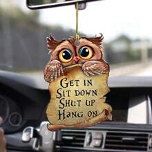 1個貓頭鷹亞克力平面2d汽車後視鏡動物掛件,汽車裝飾品,家居裝飾品,聖誕樹裝飾品,車內配件