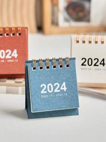 1 件簡約 2024 年迷你台歷 - 棕色 - 查看 4