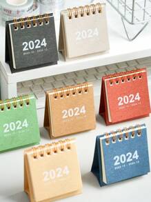 1 件簡約 2024 年迷你台歷 - 棕色 - 查看 10