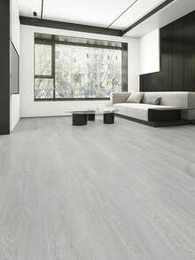 1入組91.4cm*15.2cm*0.2cm自粘PVC地板膜，適用於家居、客廳、臥室、辦公室。2mm防水、耐磨，加厚塑料地磚 - 淺灰色 - 查看 1