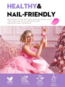 凝膠指甲油套裝- 6色粉紅色玫瑰紅色凝膠指甲油套裝愛情秋季系列粉色閃爍凝膠浸泡式uv Led指甲燈修指甲套裝女士聖誕禮物指甲油 - 彩色 - 查看 2