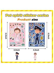 8入組職業主題搭配diy拼貼海報,適用於手機殼和日記裝飾,內容包括醫生/護士/消防員等 - 彩色 - 查看 4