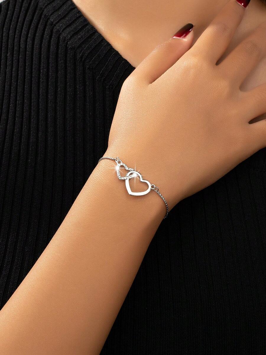 1條可調節閃亮心形手鍊,情人節珠寶,情侶禮物,最好的朋友禮物,友誼禮物 - 手鐲和腳鍊 - 查看 1
