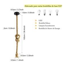lámpara de techo cuerda,lámpara colgante de cuerda de cáñamo, 39 pulgadas de lámpara de cuerda,lámpara de techo e27 (1 Lamp Holder),luminaria de cuerda de cáñamo,para Comedor Restaurante Cafetería - 39inch - Ver 2