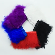1m/Pc In Stock Colorful Turkey Feather Trimming With Lace, Diy Crafts For Dress, Skirt, Headwear, Dance Props, And Stage Performance - No. 13 White - View 3