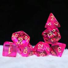 7 件装亚克力糖果色半透明红色骰子，适用于棋盘游戏、派对、聚会 - 玫紅色 - 查看 5