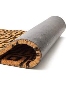 JUVALE Black Patterned Nonslip Welcome Doormat, Coco Coir Mat (17 x 30 in)