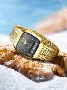 Reloj Impermeable Multifuncional De Acero Con Visualización Dual Y Estilo Sencillo Para Uso Diario Para Hombre De Liebig - Negro - Ver 3