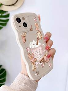 1個簡約風格動漫暖落日氛圍拿鐵，肉桂和薑餅人，餅乾和糖果印刷亞克力鍍鏡手機殼，適用於iPhone - 彩色 - 查看 3