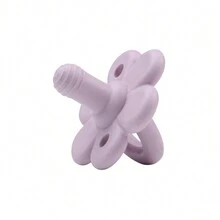 1pc Flower Shaped Silicone Pacifier Teether With Holes, Multicolor Option For Baby Soothing And Teething Toy - Mauve Purple - View 2