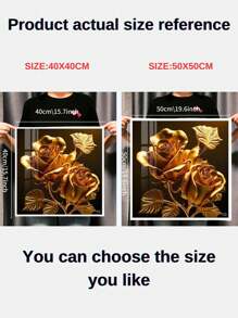 1PC Golden Rose Gorgeous pattern decoration canvas painting, borderless living room wall hanging bedroom dormitory home decoration,  wall art pictures, gifts for her/him - Black - View 4