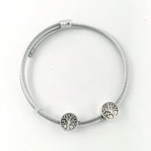 10 cái/gói Châu Âu & Châu Mỹ Retro Hợp kim Cây đời Lớn Lỗ Hạt Đối với DIY Vòng tay Hoặc Vòng Cổ Làm - Bạc - Xem 4