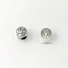 10 cái/gói Châu Âu & Châu Mỹ Retro Hợp kim Cây đời Lớn Lỗ Hạt Đối với DIY Vòng tay Hoặc Vòng Cổ Làm - Bạc - Xem 6