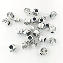 10 cái/gói Châu Âu & Châu Mỹ Retro Hợp kim Cây đời Lớn Lỗ Hạt Đối với DIY Vòng tay Hoặc Vòng Cổ Làm - Bạc - Xem 1