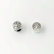 10 cái/gói Châu Âu & Châu Mỹ Retro Hợp kim Cây đời Lớn Lỗ Hạt Đối với DIY Vòng tay Hoặc Vòng Cổ Làm - Bạc - Xem 5