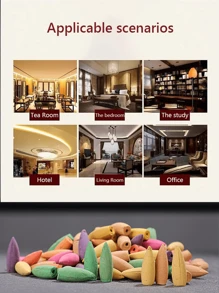 大尺寸 180 件室内回流香粒香薰塔天然瀑布香锥用于除臭和除臭薰衣草香薰用于房间装饰和烟雾回流锥形香味香棒用于冥想、祈祷、睡眠和除臭 - 彩色 - 查看 4