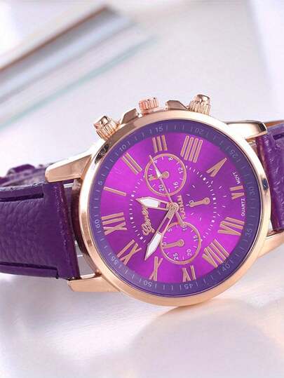 1pc able Pu Leather Strap Alloy Quartz Wrist Horloge view 2