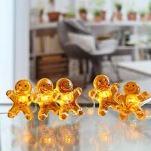 Led Christmas Decoration Lights Gingerbread Man String Lights Holiday Atmosphere Christmas Tree Decorative Lights - Yellow - View 2