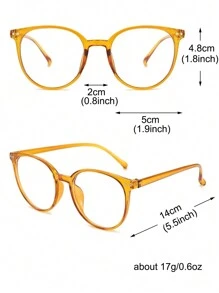 1/2/3/4副装女士塑料圆框眼镜，多种颜色可选，休闲可爱学院风，优雅职场风，轻便舒适，是情人节和开学季的理想礼物 - 彩色 - 查看 5