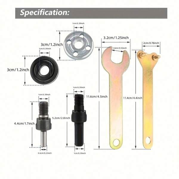 10pcs Drill Bit Angle Grinder Adapter With Flange Nut Set, 6mm & 10mm