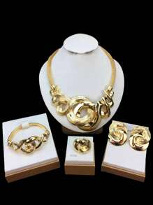 5 件套高端优雅奢华礼品项链和耳环套装，适合圣诞节、感恩节、西式婚礼、周年纪念日、庆典、珠宝装饰