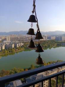 1pc Vintage Iron Bell Hanging Decor, Farmhouse Home Wall Decoration - Bronze - View 3