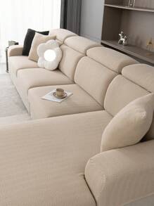1入組防水四季通用絨面提花沙發坐墊套,現代風格寵物防護、防髒和防滑彈性沙發套,適用於客廳l形、1/2/3/4座位沙發(需分開購買) - 卡其色 - 查看 6