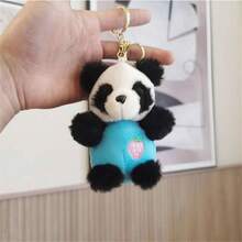 1pc Cartoon Panda Keychain Simulation Panda Stuffed Plush Toy For Kids, Gift - Multicolor - View 1