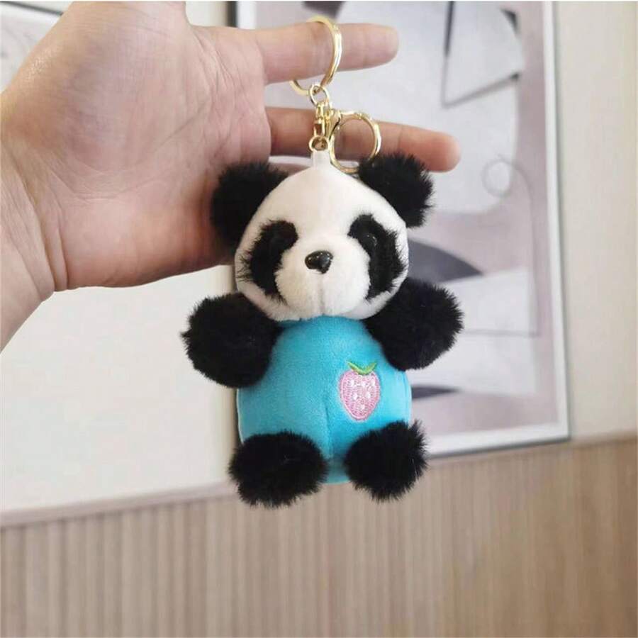 1pc Cartoon Panda Keychain Simulation Panda Stuffed Plush Toy For Kids, Gift - Multicolor - View 1