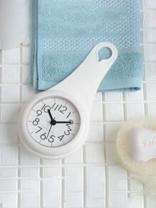 1pc Waterproof Bathroom Clock With Suction Cup For Kitchen, Living Room And Bedroom - White - View 1