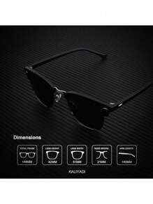 1 套男女时尚眼镜，带半框驾驶时尚眼镜 - 黑色 - 查看 3