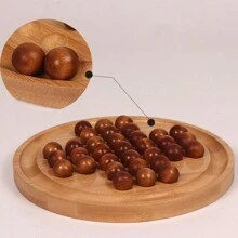 1pc Wooden Round Shape Backgammon Board Game For Two Players - Beige - View 4