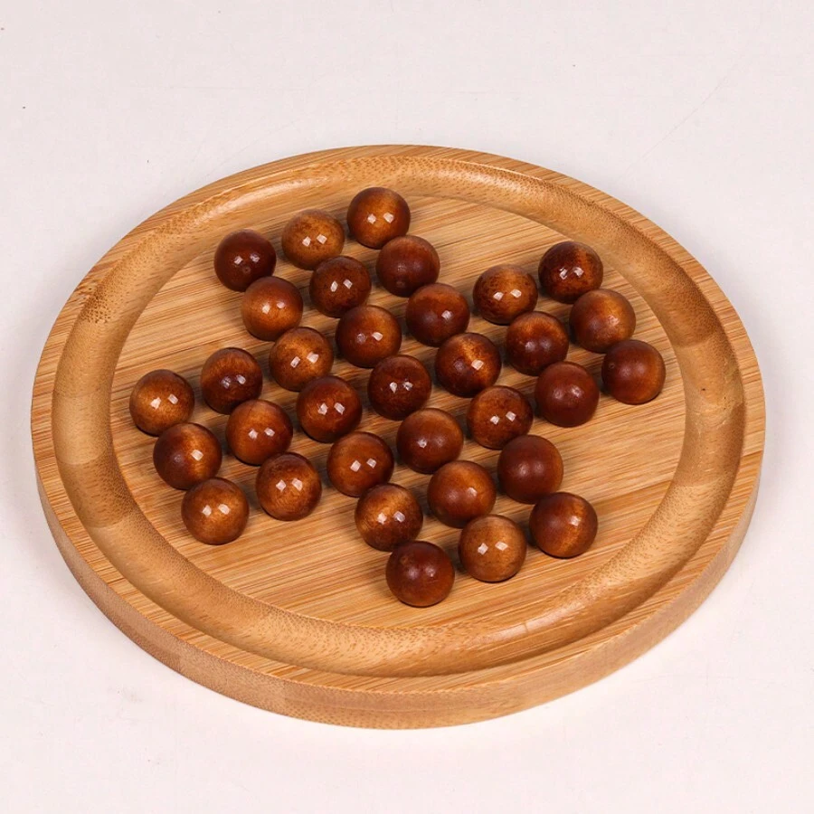 1pc Wooden Round Shape Backgammon Board Game For Two Players - Beige - View 1