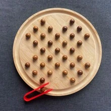1pc Wooden Round Shape Backgammon Board Game For Two Players - Beige - View 2