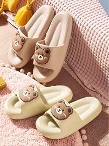 Sandalias Antideslizantes Unisex, Diseño De Osito. Chanclas Versátiles Ultra Ligeras y resistentes. - Café integral - Ver 2