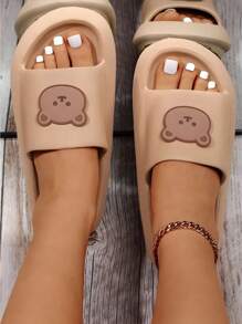 Sandalias Antideslizantes Unisex, Diseño De Osito. Chanclas Versátiles Ultra Ligeras y resistentes. - Café integral - Ver 4