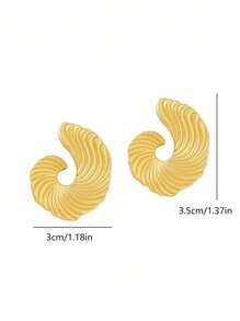 圓形夾式耳環 - 金黃色 - 查看 7