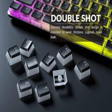 112鍵雙色射出pbt布丁鍵帽,oem佈局ansi Iso按鍵帽設置,適用於108/104/87/61機械鍵盤,黑色 - 黑色 - 查看 4