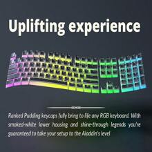 112鍵雙色射出pbt布丁鍵帽,oem佈局ansi Iso按鍵帽設置,適用於108/104/87/61機械鍵盤,黑色 - 黑色 - 查看 3