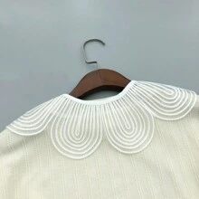 1件白色網紗刺繡流蘇超大披肩,簡約百搭 - 白色 - 查看 4