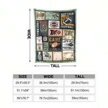 橄欖球毯,足球毯,印花披毯,柔軟法蘭絨舒適毯子,輕盈模糊印花毯,適用於沙發床辦公室旅行露營椅,投射大小溫暖絨毯;適用於所有季節的男孩女孩成年人學生禮物捐贈