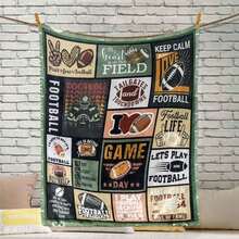 橄欖球毯,足球毯,印花披毯,柔軟法蘭絨舒適毯子,輕盈模糊印花毯,適用於沙發床辦公室旅行露營椅,投射大小溫暖絨毯;適用於所有季節的男孩女孩成年人學生禮物捐贈