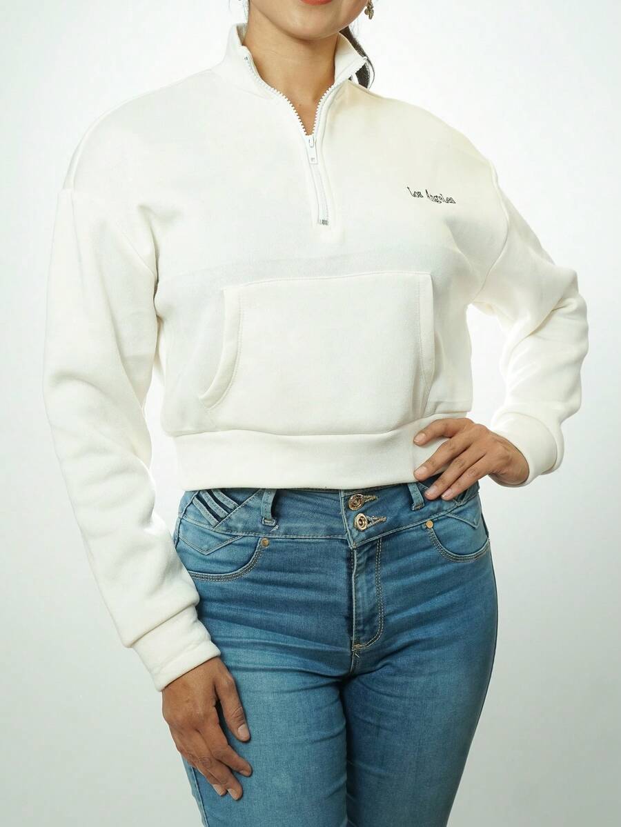 I LOVE YOU Regular Turtleneck Sweatshirt - Beige - View 1