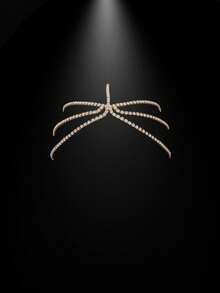 Pieza De Cabeza Con Múltiples Capas De Piedras De Cristal Elegante, Accesorios De Pelo - Dorado - Ver 2