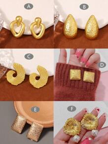 圓形夾式耳環 - 金黃色 - 查看 2