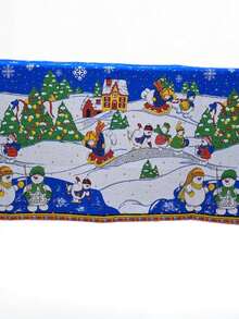 Mantel Navideño Varios Modelos 6 u 8 Personas - Azul y blanco - Ver 3